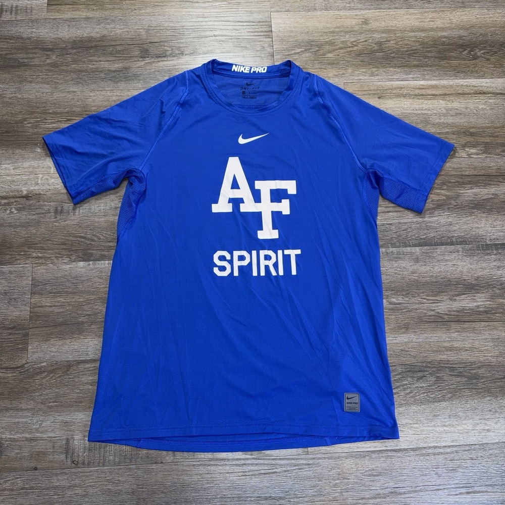 Nike Pro Dri-FIT Athletic Shirt Mens Large Royal Blue "AF Spirit" Graphic Print